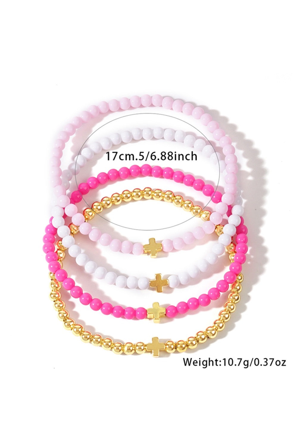Pink Beaded Cross Bracelets RTS