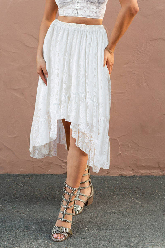 White Lace High-Low Midi Skirt RTS