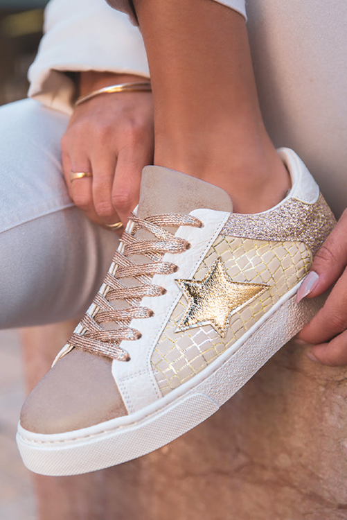 Tan and Rose Gold Sneakers RTS