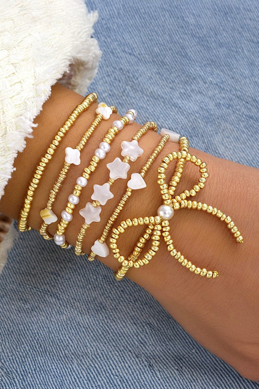 Gold Star Heart Beaded Bracelet RTS
