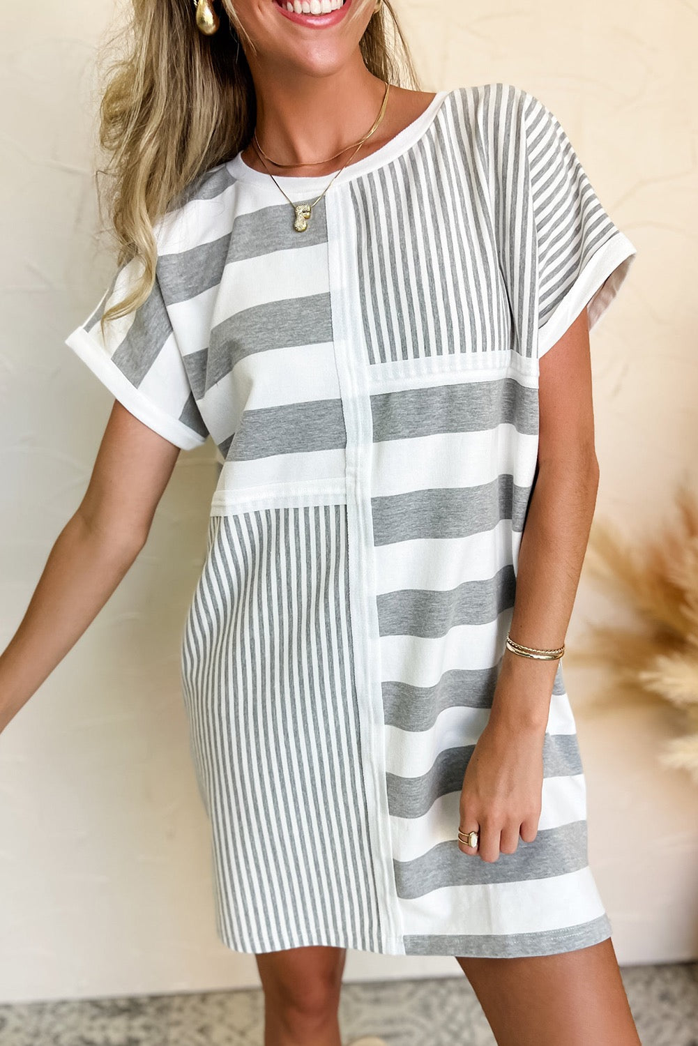 Striped Colorblock Shift Dress RTS