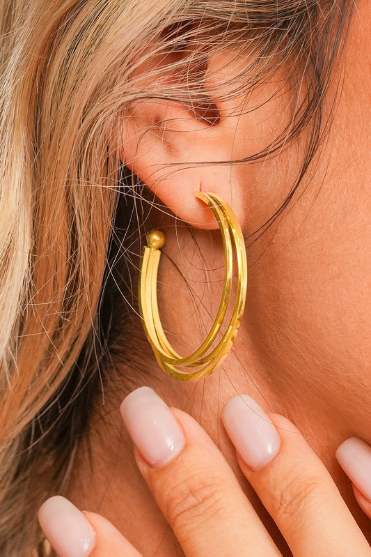 Gold Triple Hoop Earrings RTS