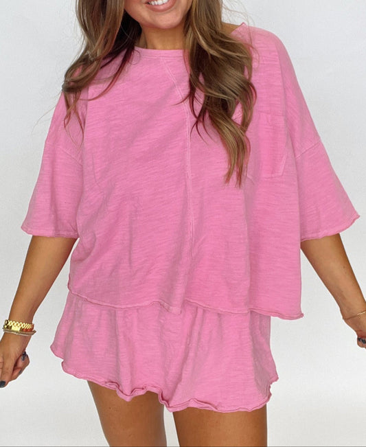 Pink Loose Skirt T Set RTS