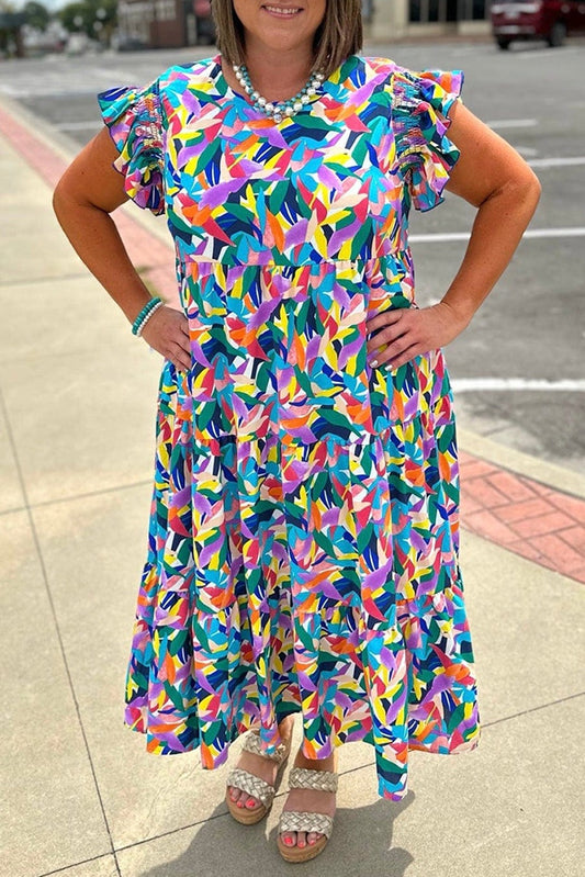 Geometric Print Plus Size Maxi RTS