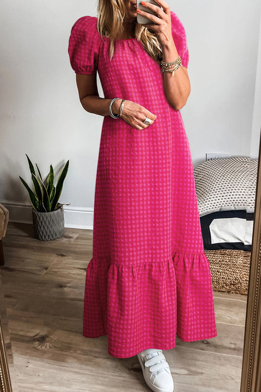 Rose Gingham Maxi Dress RTS
