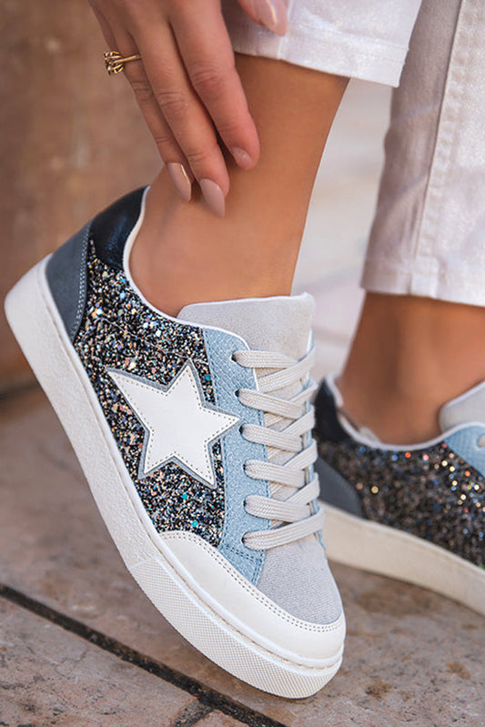 Silver and Blue Star Sneakers RTS